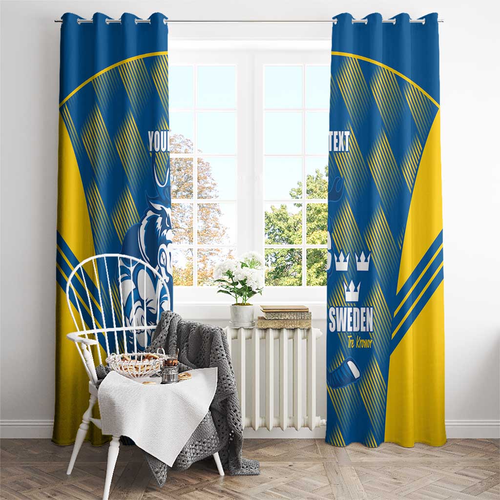 Sweden Hockey Custom Window Curtain Tre Kronor Swedish Moose Mascot