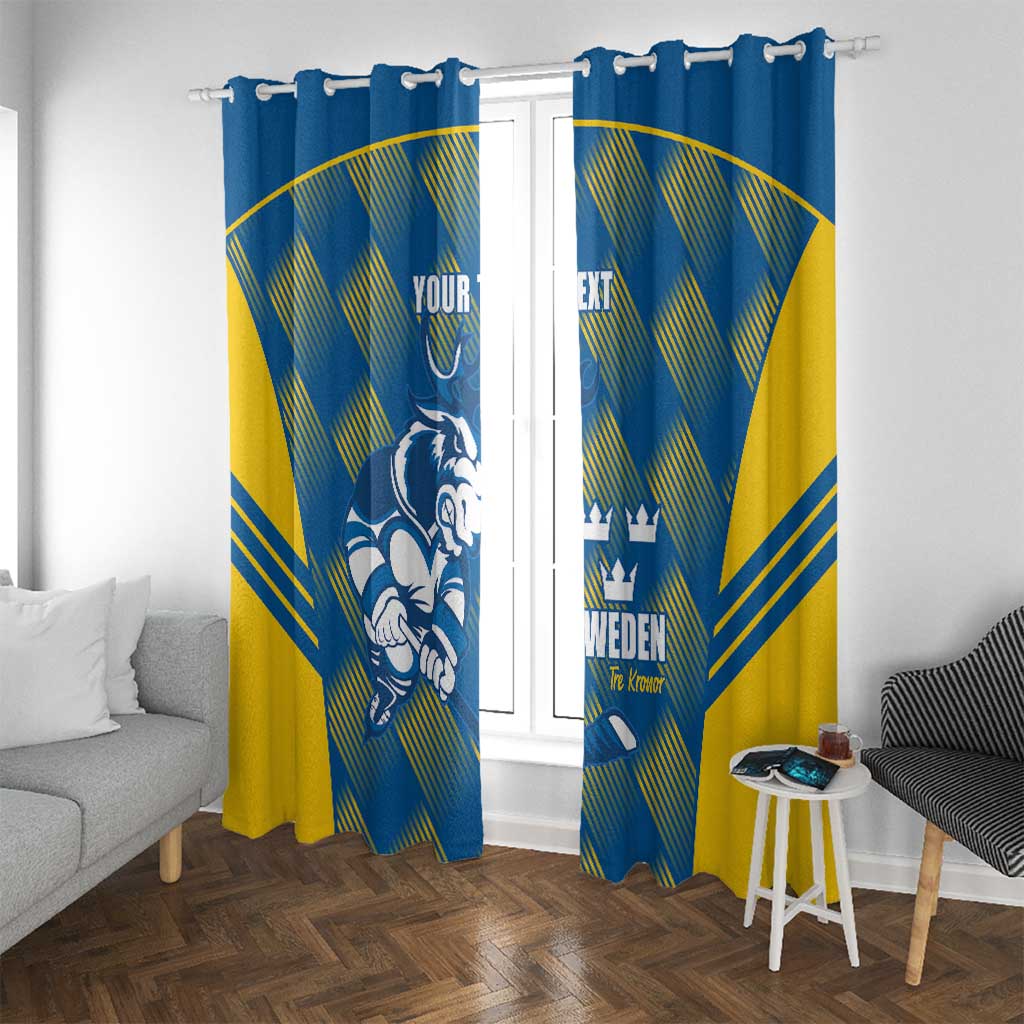 Sweden Hockey Custom Window Curtain Tre Kronor Swedish Moose Mascot