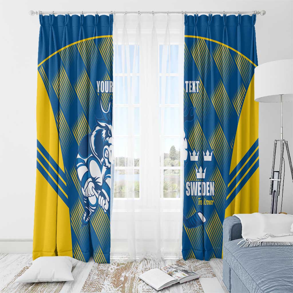 Sweden Hockey Custom Window Curtain Tre Kronor Swedish Moose Mascot
