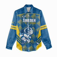 Sweden Hockey Custom Women Casual Shirt Tre Kronor Swedish Moose Mascot