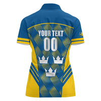 Sweden Hockey Custom Women Polo Shirt Tre Kronor Swedish Moose Mascot