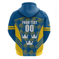 Sweden Hockey Custom Zip Hoodie Tre Kronor Swedish Moose Mascot