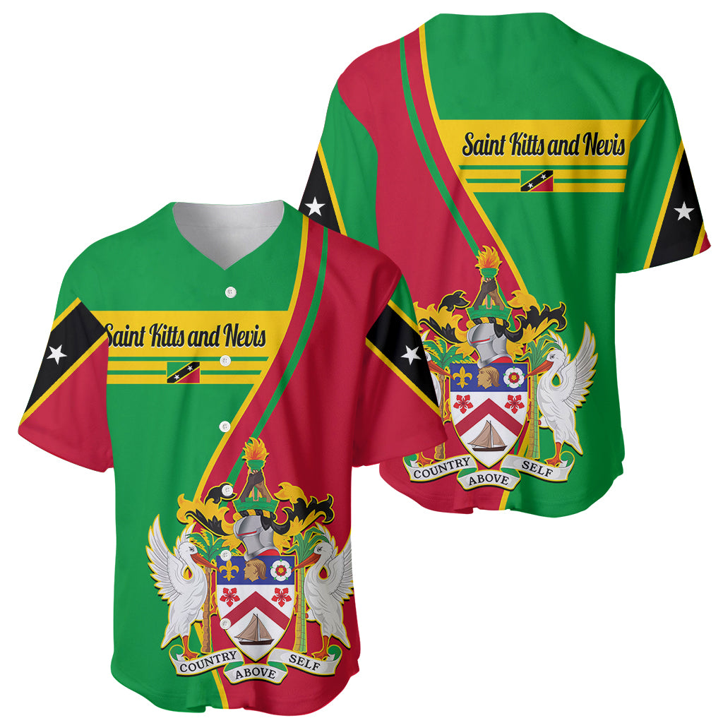 Saint Kitts and Nevis Baseball Jersey Coat Of Arms Style - Wonder Print Shop