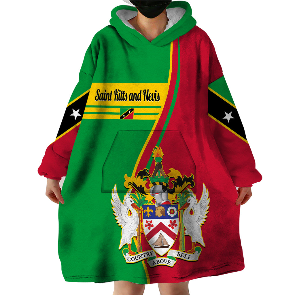 Saint Kitts and Nevis Wearable Blanket Hoodie Coat Of Arms Style - Wonder Print Shop