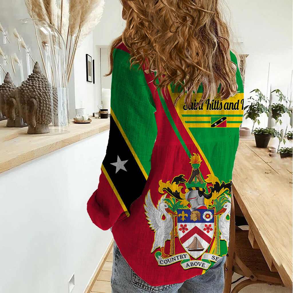 Saint Kitts and Nevis Women Casual Shirt Coat Of Arms Style - Wonder Print Shop