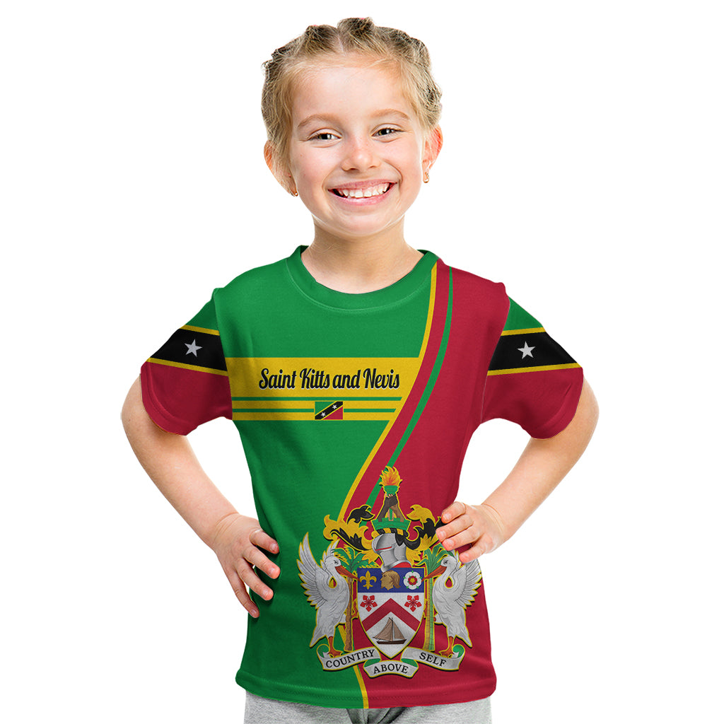 Personalised Saint Kitts and Nevis Kid T Shirt Coat Of Arms Style - Wonder Print Shop