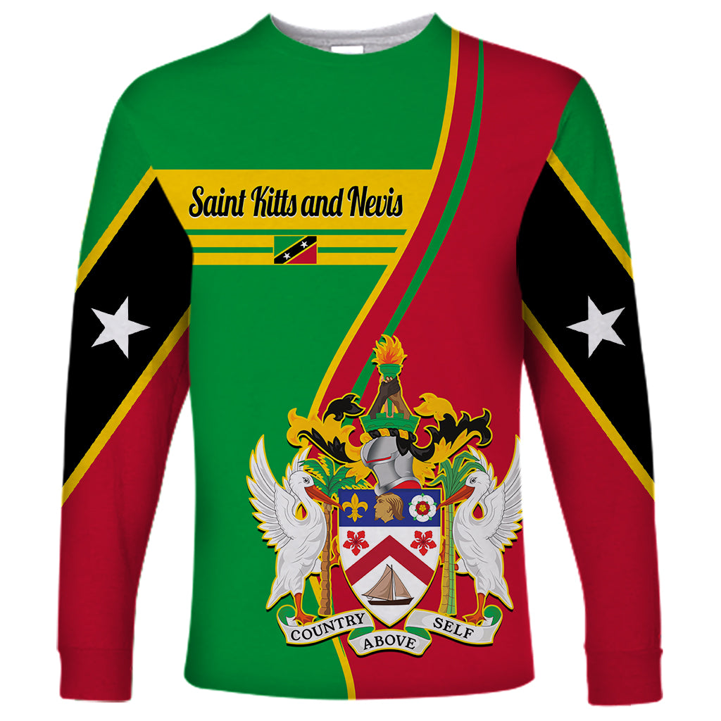 Personalised Saint Kitts and Nevis Long Sleeve Shirt Coat Of Arms Style - Wonder Print Shop