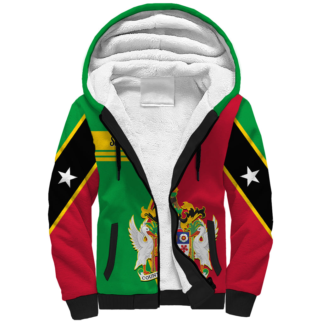 Personalised Saint Kitts and Nevis Sherpa Hoodie Coat Of Arms Style - Wonder Print Shop