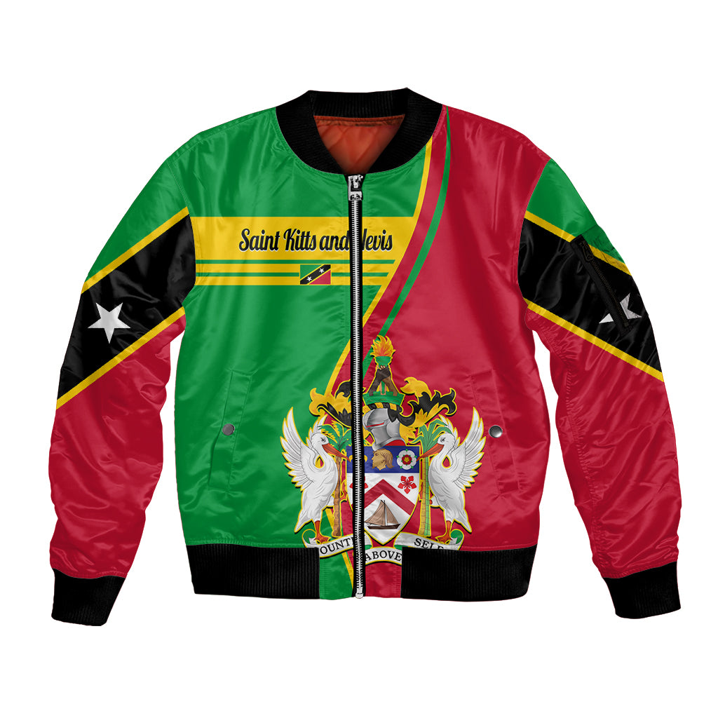 personalised-saint-kitts-and-nevis-sleeve-zip-bomber-jacket-coat-of-arms-style