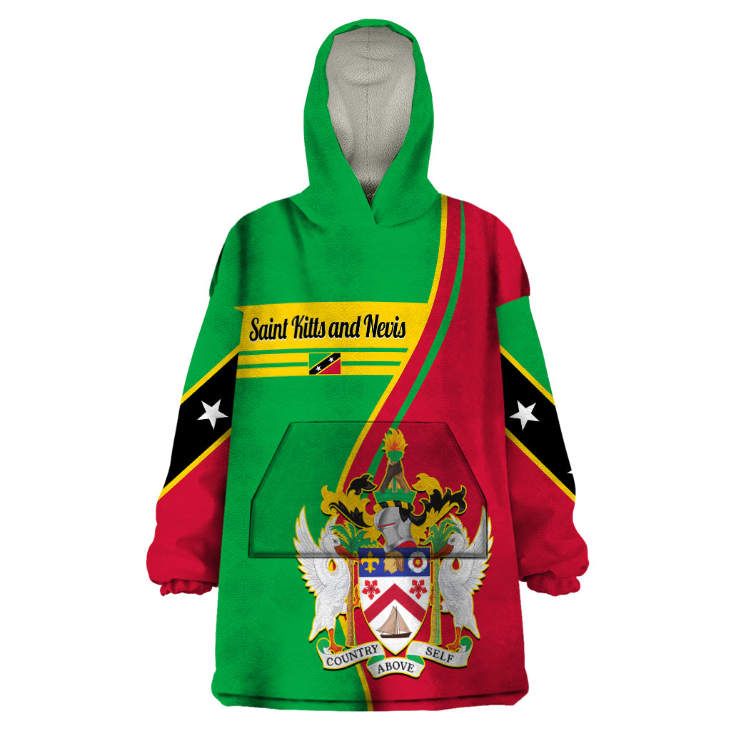Personalised Saint Kitts and Nevis Wearable Blanket Hoodie Coat Of Arms Style - Wonder Print Shop