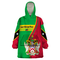 Personalised Saint Kitts and Nevis Wearable Blanket Hoodie Coat Of Arms Style - Wonder Print Shop