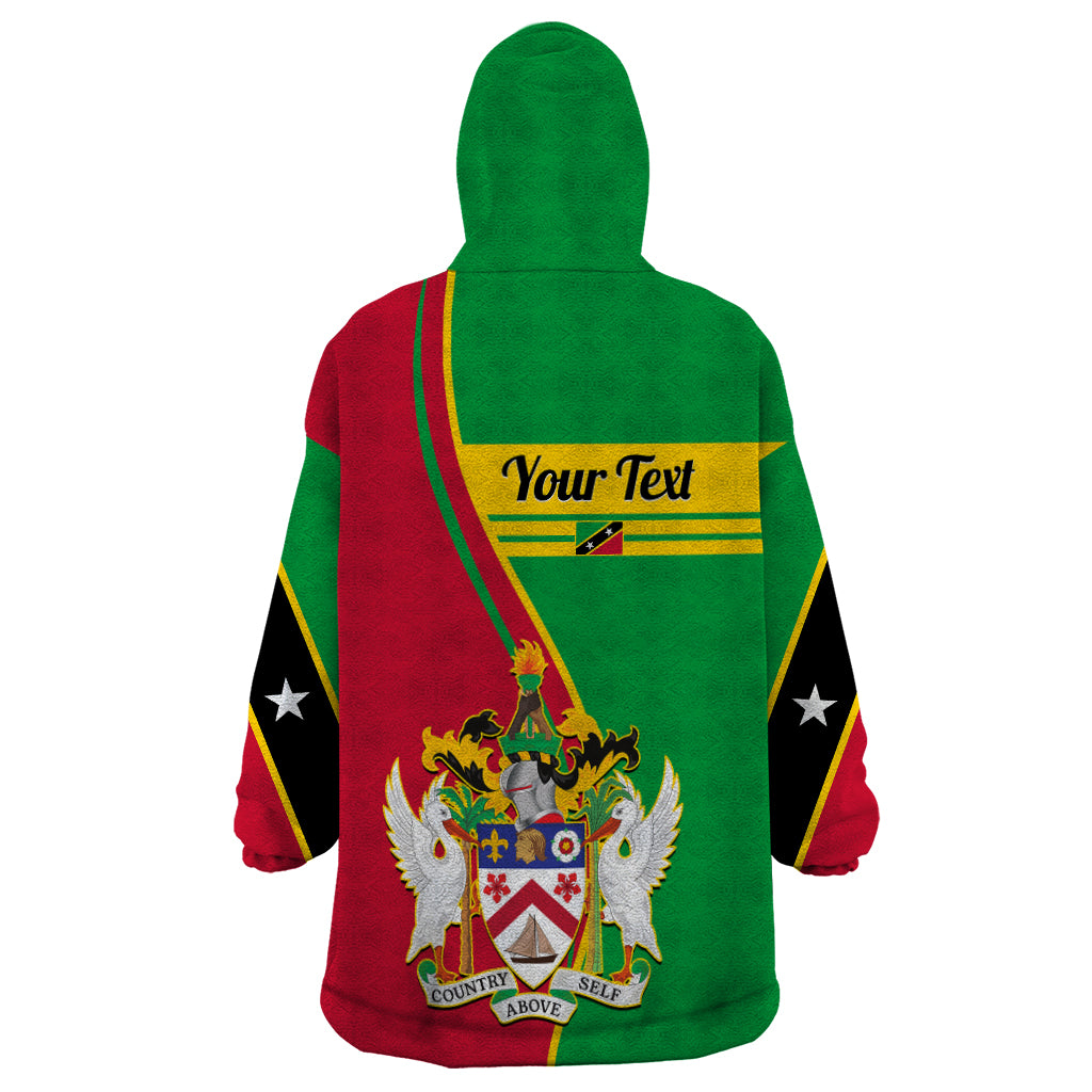 Personalised Saint Kitts and Nevis Wearable Blanket Hoodie Coat Of Arms Style - Wonder Print Shop