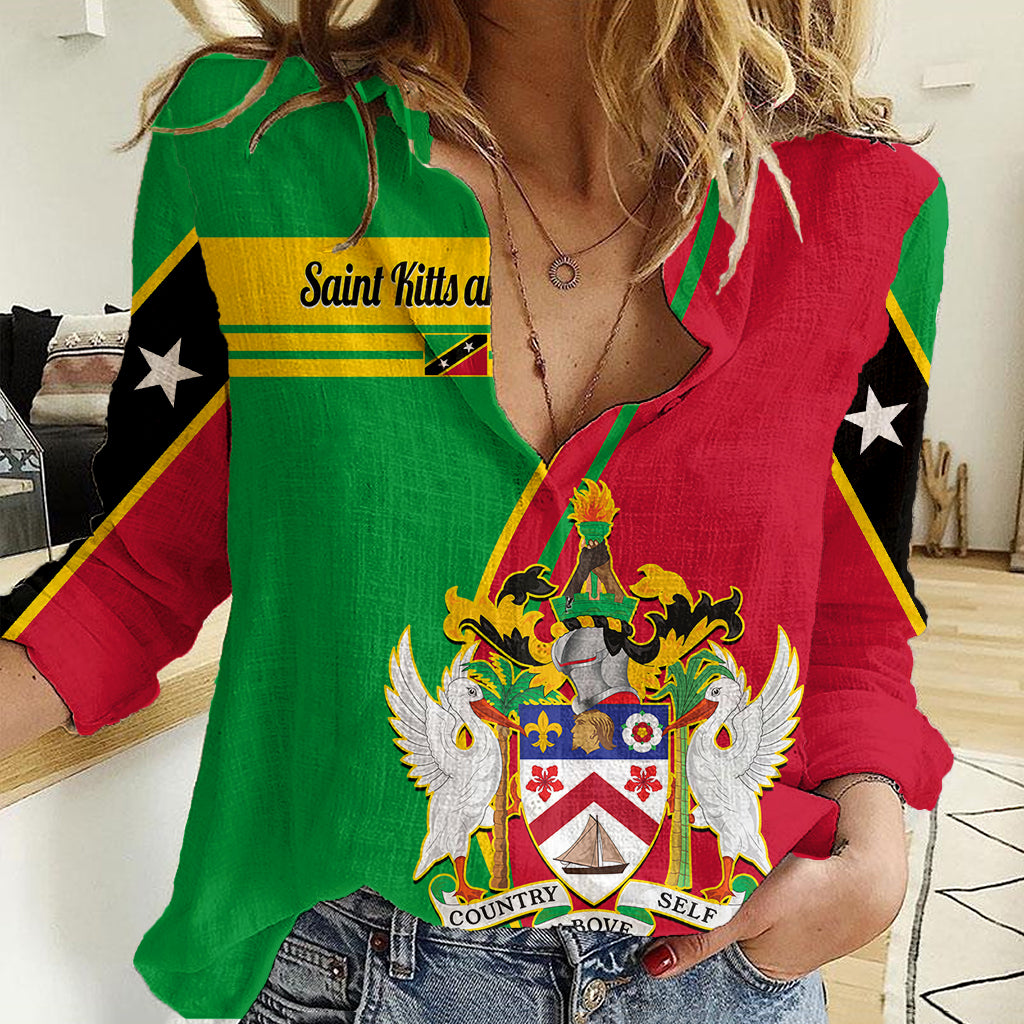 Personalised Saint Kitts and Nevis Women Casual Shirt Coat Of Arms Style - Wonder Print Shop
