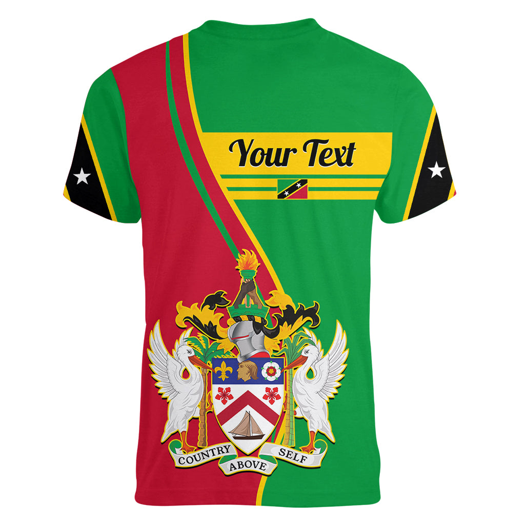 Personalised Saint Kitts and Nevis Women V Neck T Shirt Coat Of Arms Style - Wonder Print Shop