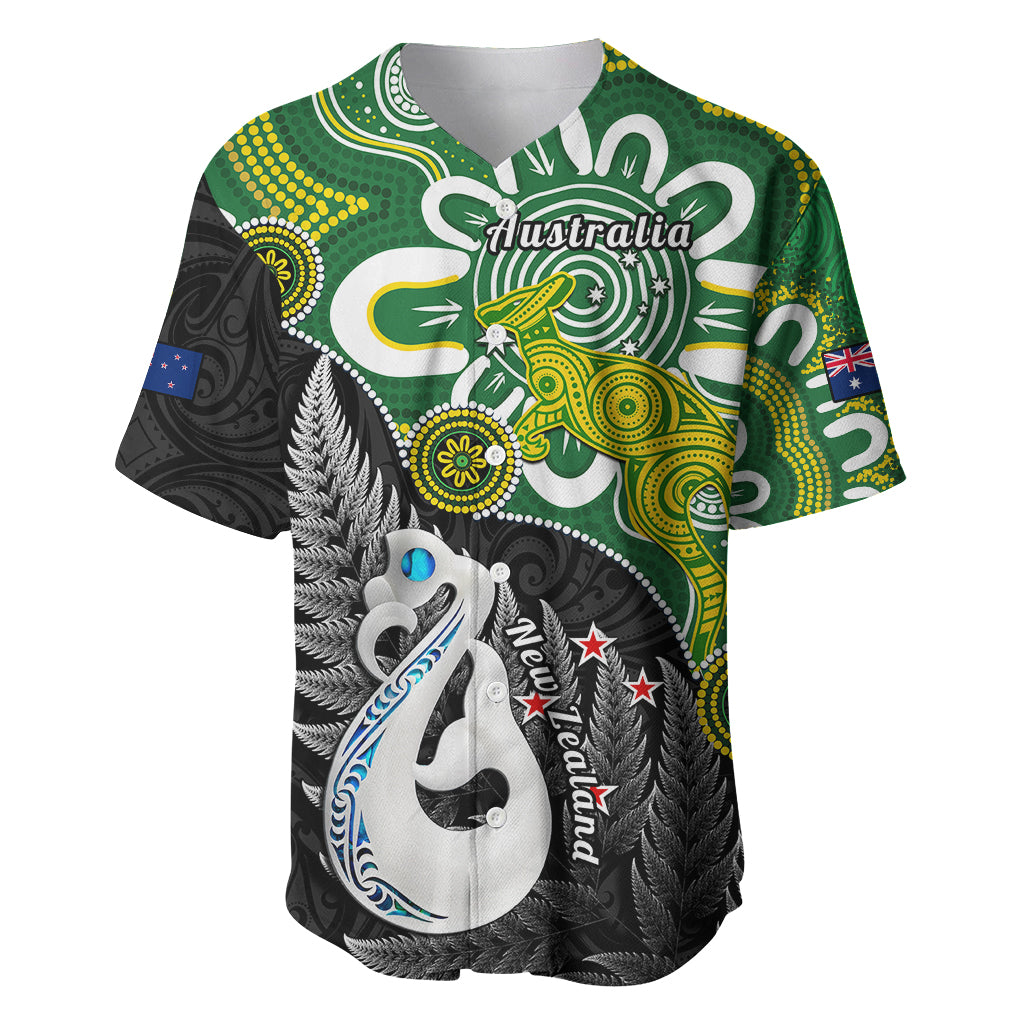 Personalised New Zealand And Australia Baseball Jersey Aboriginal Mix Aotearoa Maori Unique Style - Wonder Print Shop