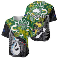 Personalised New Zealand And Australia Baseball Jersey Aboriginal Mix Aotearoa Maori Unique Style - Wonder Print Shop