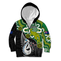 Personalised New Zealand And Australia Kid Hoodie Aboriginal Mix Aotearoa Maori Unique Style - Wonder Print Shop