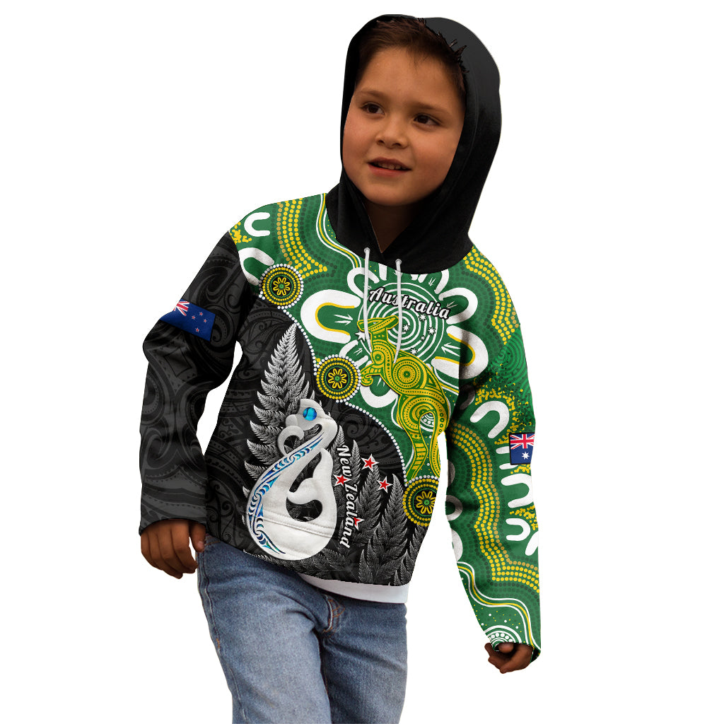 Personalised New Zealand And Australia Kid Hoodie Aboriginal Mix Aotearoa Maori Unique Style - Wonder Print Shop