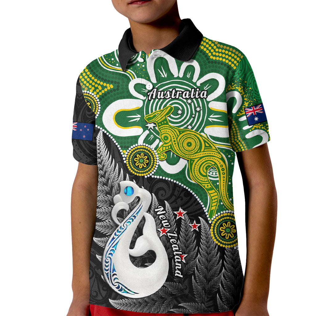 Custom New Zealand Australia Polo Shirt for Kid Aboriginal Mix Aotearoa Maori Unique Style - Wonder Print Shop