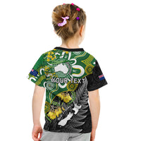 Personalised New Zealand And Australia Kid T Shirt Aboriginal Mix Aotearoa Maori Unique Style - Wonder Print Shop
