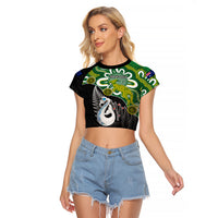 Personalised New Zealand And Australia Raglan Cropped T Shirt Aboriginal Mix Aotearoa Maori Unique Style - Wonder Print Shop