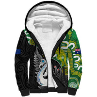Personalised New Zealand And Australia Sherpa Hoodie Aboriginal Mix Aotearoa Maori Unique Style - Wonder Print Shop