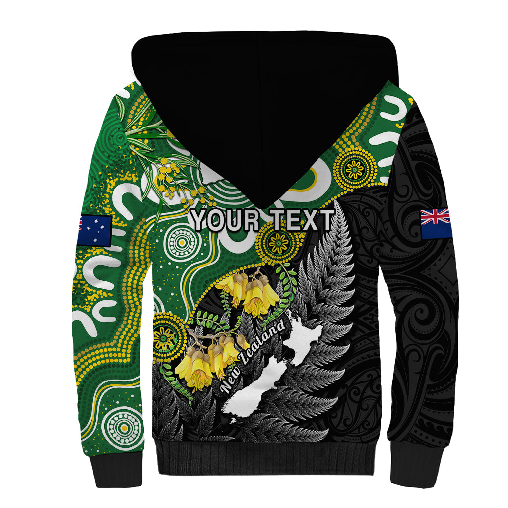 Personalised New Zealand And Australia Sherpa Hoodie Aboriginal Mix Aotearoa Maori Unique Style - Wonder Print Shop