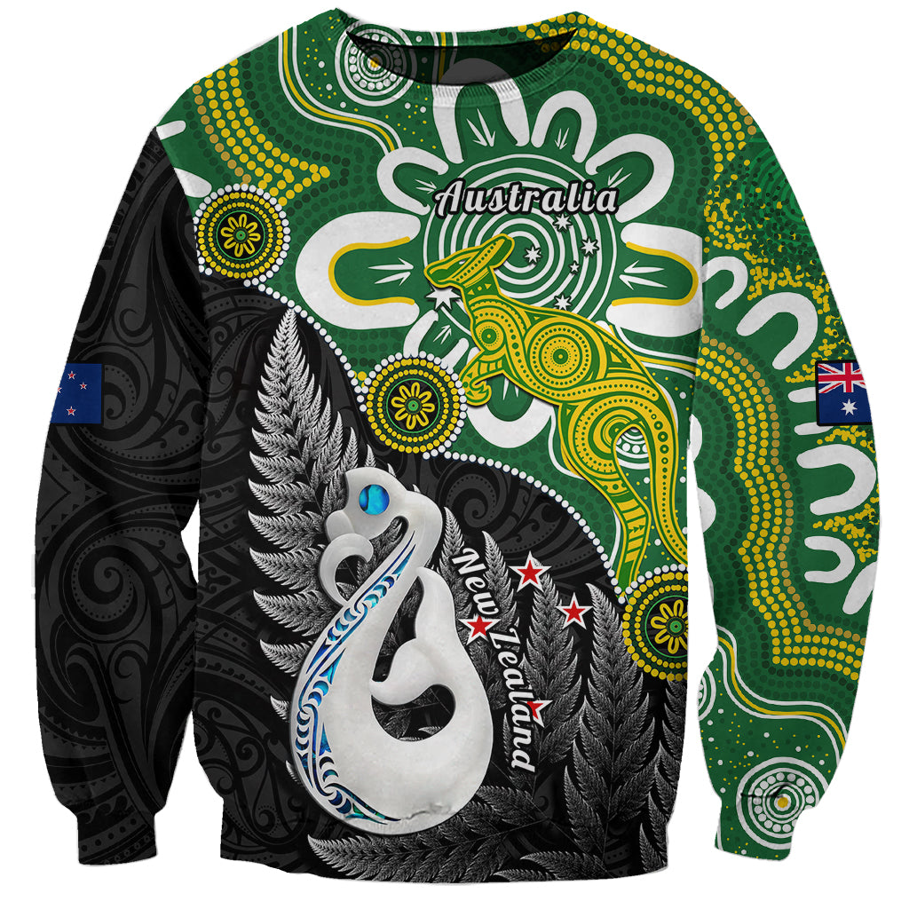 Personalised New Zealand And Australia Sweatshirt Aboriginal Mix Aotearoa Maori Unique Style - Wonder Print Shop
