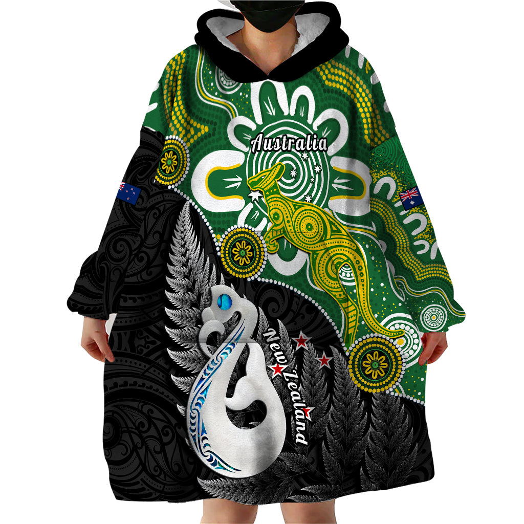 Personalised New Zealand And Australia Wearable Blanket Hoodie Aboriginal Mix Aotearoa Maori Unique Style - Wonder Print Shop