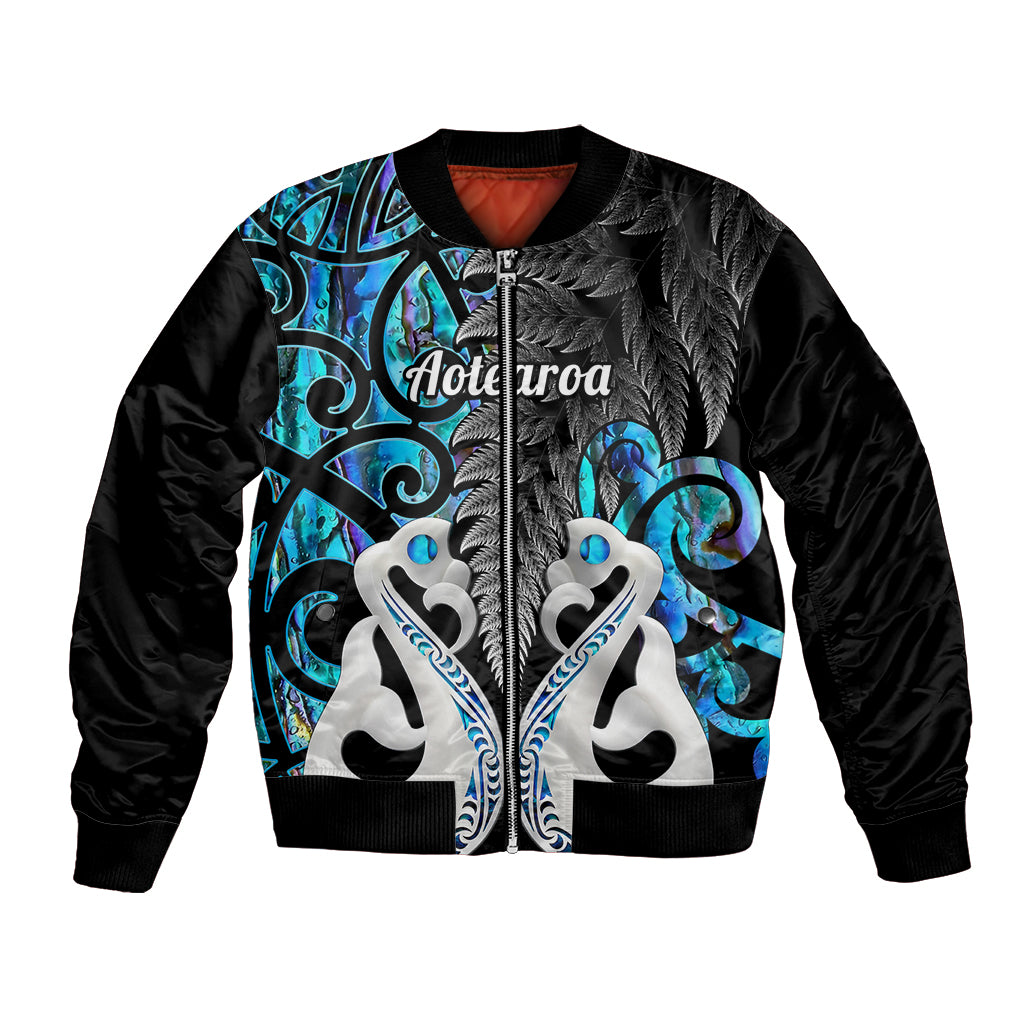 Personalised New Zealand Bomber Jacket Te Manaia Mangopare Maori And Fern Blue Style - Wonder Print Shop