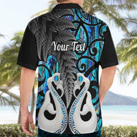 Personalised New Zealand Hawaiian Shirt Te Manaia Mangopare Maori And Fern Blue Style - Wonder Print Shop