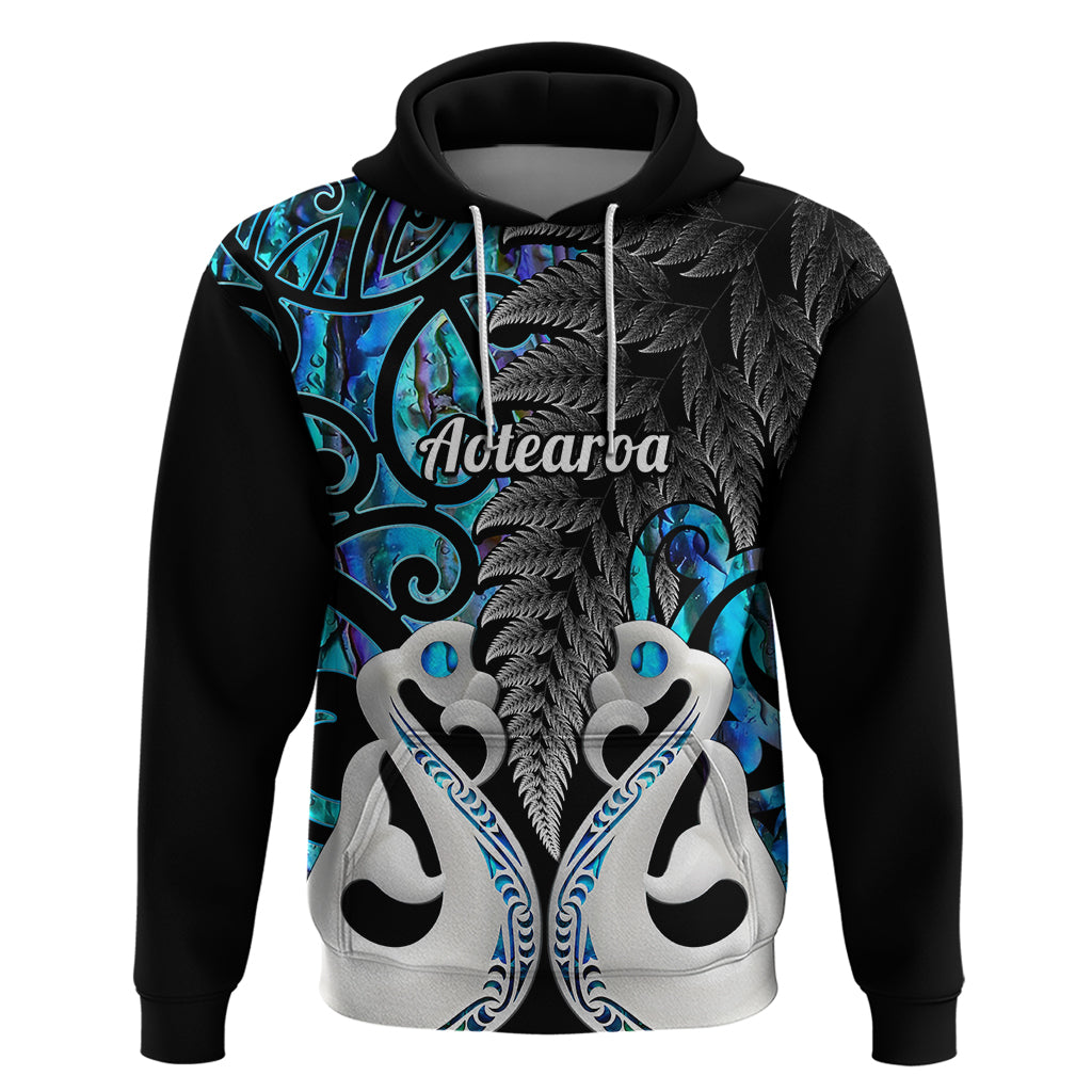 Custom New Zealand Hoodie Te Manaia Mangopare Maori And Fern Blue Style - Wonder Print Shop