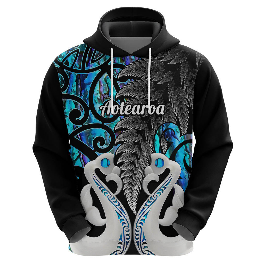 Custom New Zealand Hoodie Te Manaia Mangopare Maori And Fern Blue Style - Wonder Print Shop
