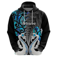Custom New Zealand Hoodie Te Manaia Mangopare Maori And Fern Blue Style - Wonder Print Shop