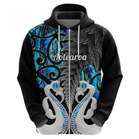 Custom New Zealand Hoodie Te Manaia Mangopare Maori And Fern Blue Style - Wonder Print Shop