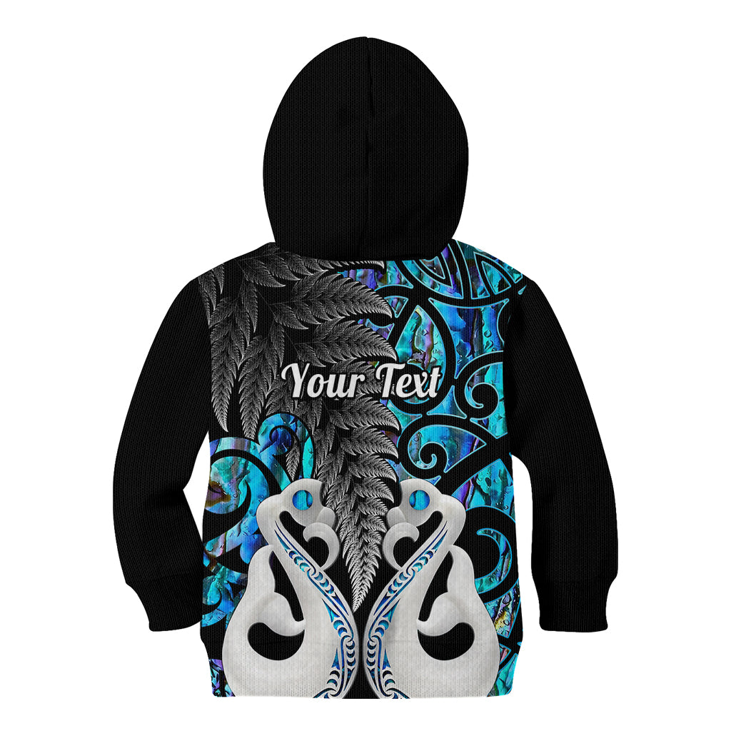 Personalised New Zealand Kid Hoodie Te Manaia Mangopare Maori And Fern Blue Style - Wonder Print Shop