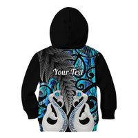 Personalised New Zealand Kid Hoodie Te Manaia Mangopare Maori And Fern Blue Style - Wonder Print Shop