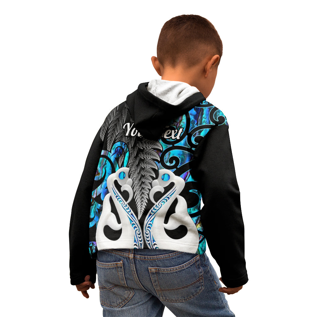 Personalised New Zealand Kid Hoodie Te Manaia Mangopare Maori And Fern Blue Style - Wonder Print Shop