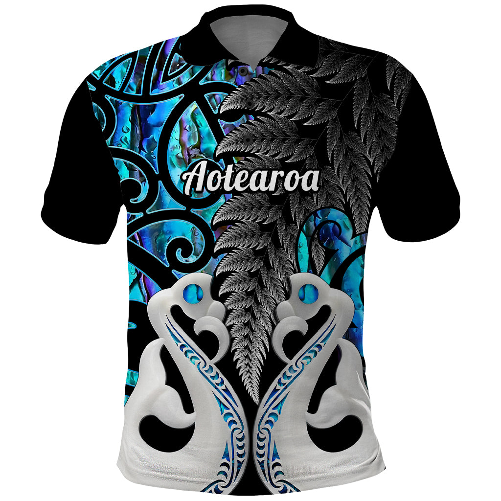 Custom New Zealand Polo Shirt Te Manaia Mangopare Maori And Fern Blue Style - Wonder Print Shop