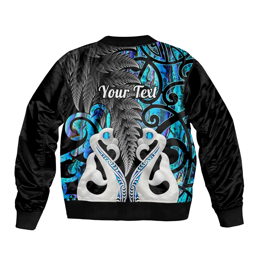 Personalised New Zealand Sleeve Zip Bomber Jacket Te Manaia Mangopare Maori And Fern Blue Style - Wonder Print Shop