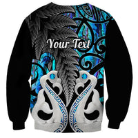 Personalised New Zealand Sweatshirt Te Manaia Mangopare Maori And Fern Blue Style - Wonder Print Shop