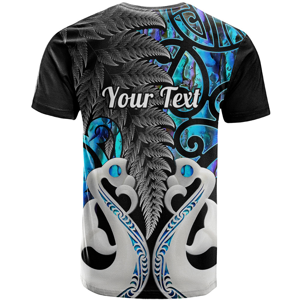 Personalised New Zealand T Shirt Te Manaia Mangopare Maori And Fern Blue Style - Wonder Print Shop