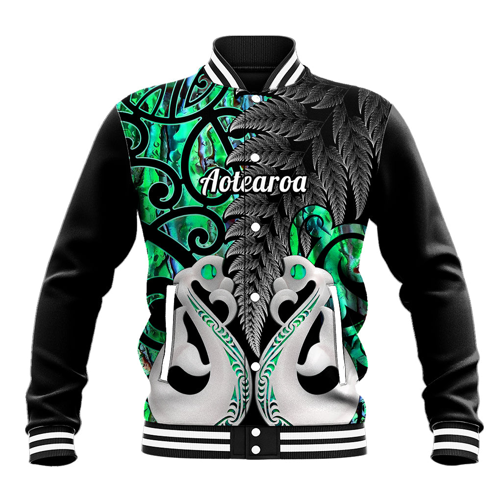 Personalised New Zealand Baseball Jacket Te Manaia Mangopare Maori And Fern Green Style - Wonder Print Shop