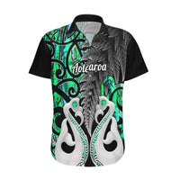 Personalised New Zealand Hawaiian Shirt Te Manaia Mangopare Maori And Fern Green Style - Wonder Print Shop