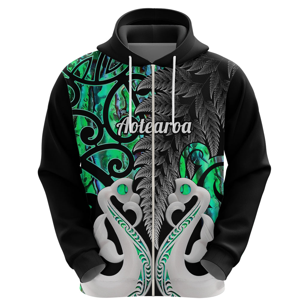 Custom New Zealand Hoodie Te Manaia Mangopare Maori And Fern Green Style - Wonder Print Shop