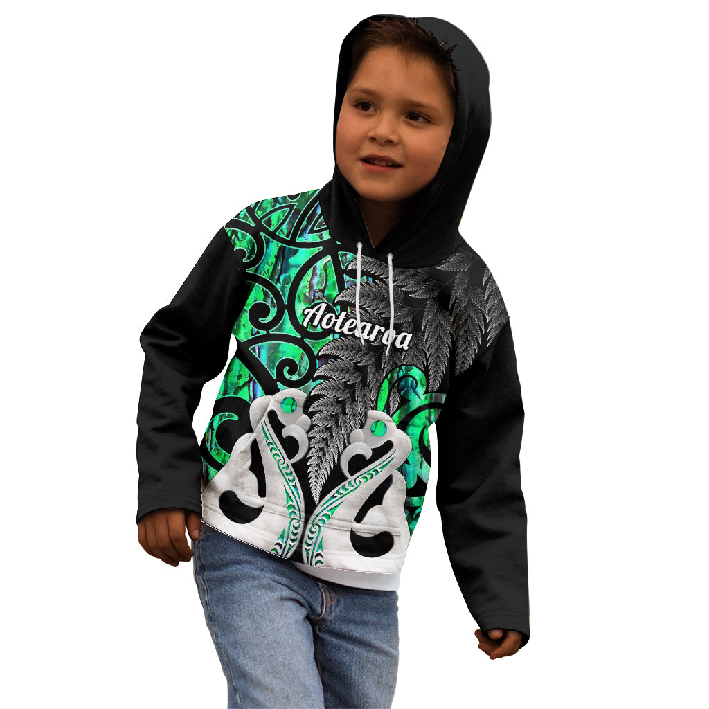 Personalised New Zealand Kid Hoodie Te Manaia Mangopare Maori And Fern Green Style - Wonder Print Shop