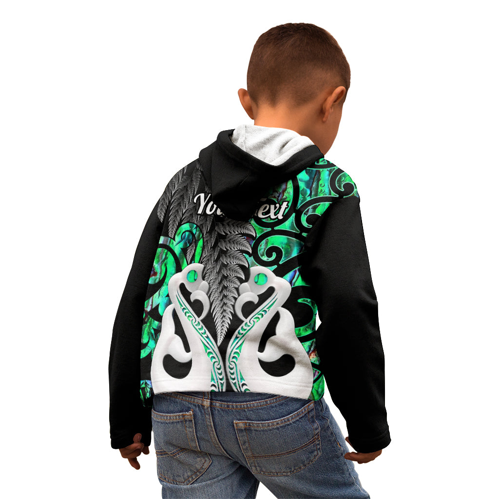 Personalised New Zealand Kid Hoodie Te Manaia Mangopare Maori And Fern Green Style - Wonder Print Shop