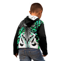 Personalised New Zealand Kid Hoodie Te Manaia Mangopare Maori And Fern Green Style - Wonder Print Shop