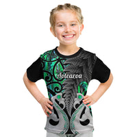Personalised New Zealand Kid T Shirt Te Manaia Mangopare Maori And Fern Green Style - Wonder Print Shop