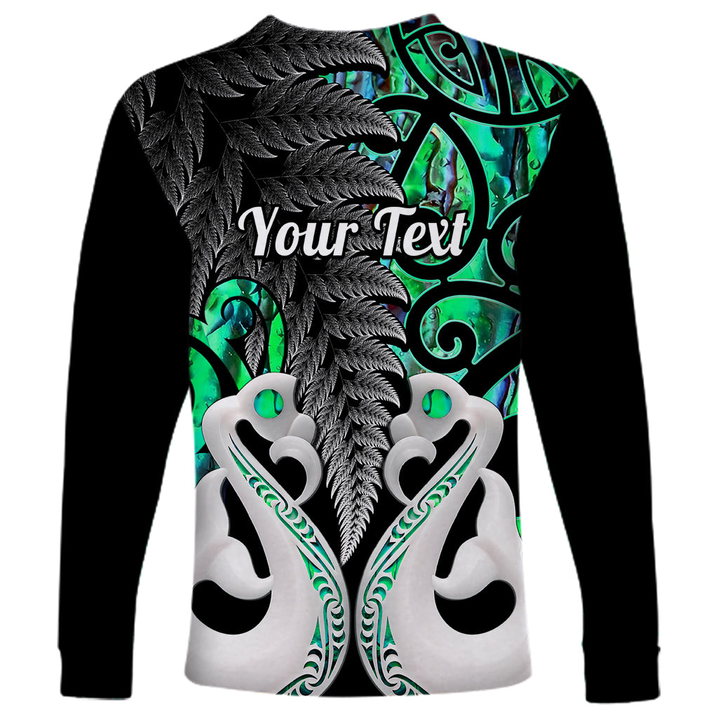 Personalised New Zealand Long Sleeve Shirt Te Manaia Mangopare Maori And Fern Green Style - Wonder Print Shop